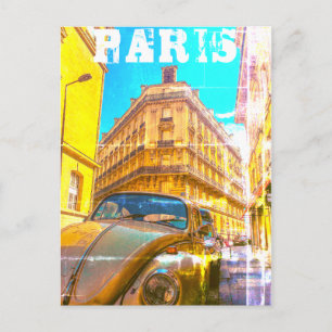 France Architecture French Street Old Car Paris Postcard