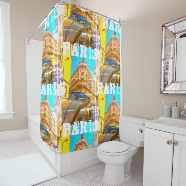 France Architecture French Street Old Car Paris Shower Curtain (In Situ)
