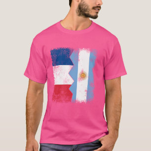 France Argentina Flags Half UK Argentinian French T-Shirt