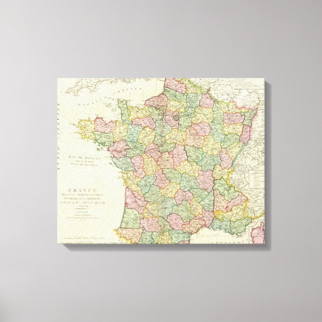 France Atlas Map with Bishops Canvas Print (Front)