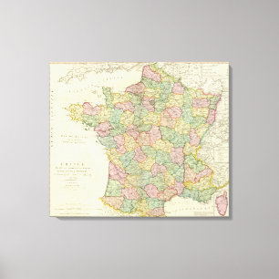 France Atlas Map with Bishops Canvas Print