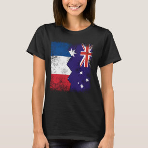 France Australia Flags Half UK Australian French R T-Shirt