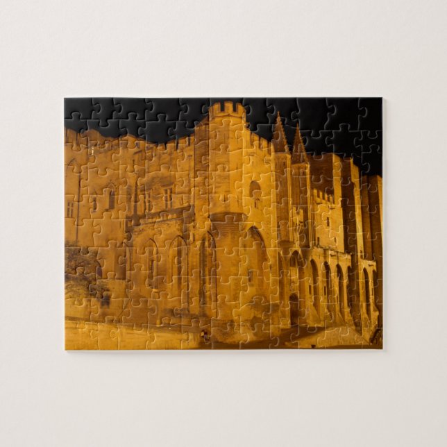 France, Avignon, Provence, Papal Palace at night 2 Jigsaw Puzzle (Horizontal)