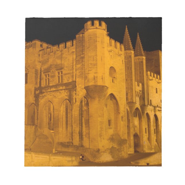 France, Avignon, Provence, Papal Palace at night 2 Notepad (Front)