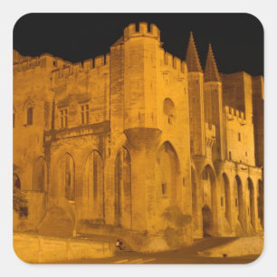 France, Avignon, Provence, Papal Palace at night 2 Square Sticker