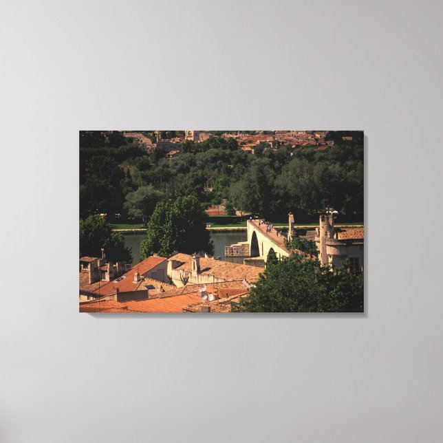 France, Avignon, Provence. Pont St, Benezet. Canvas Print (Front)