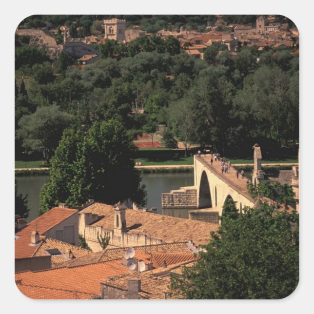 France, Avignon, Provence. Pont St, Benezet. Square Sticker (Front)