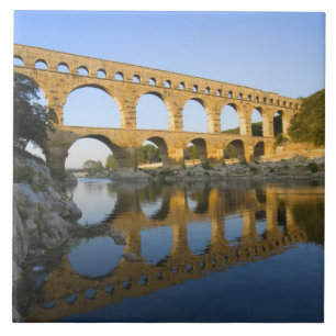 France, Avignon. The Pont du Gard Roman aqueduct Tile