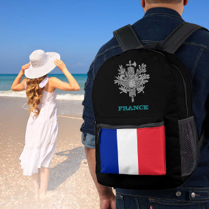 France bag, French flag, emblem /patriots Printed Backpack