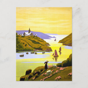 France Bretagne Vintage Travel Poster Restored Postcard
