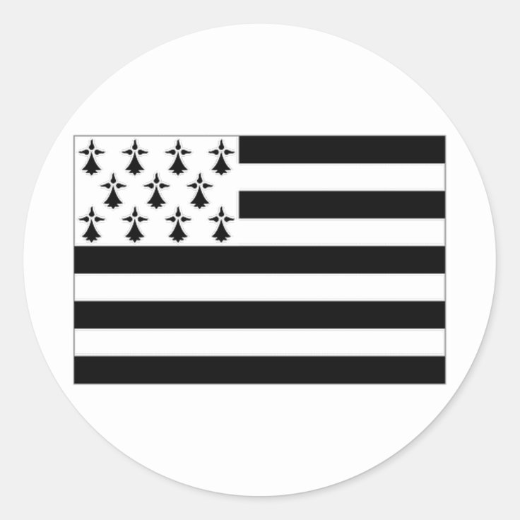 France Brittany Flag Classic Round Sticker | Zazzle