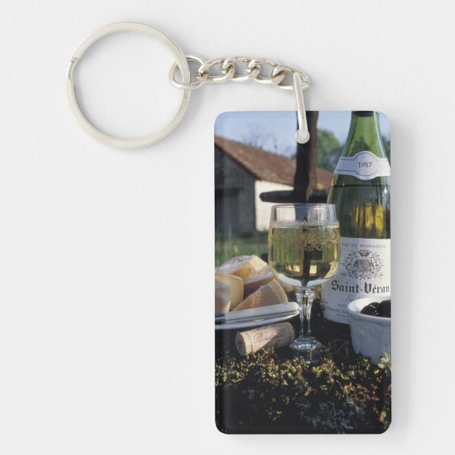 France, Burgundy, Chablis. Local wine and Key Ring (Front)