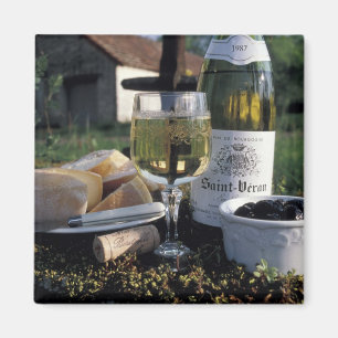 France, Burgundy, Chablis. Local wine and Magnet