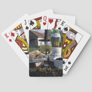 France, Burgundy, Chablis. Local wine and Playing Cards
