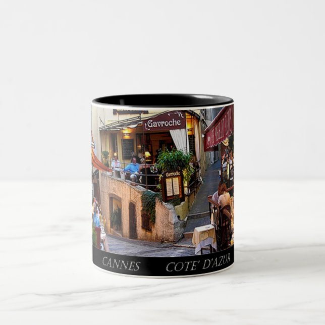 France, Cannes,  Cote' d'Azure Two-Tone Coffee Mug (Center)