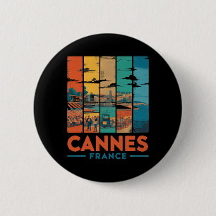 France Cannes French Riviera Beaches Vintage Trave 6 Cm Round Badge
