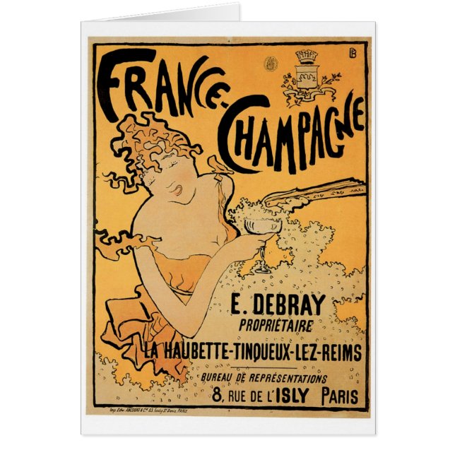 France Champagne Vintage Wine Drink Ad Art (Front)