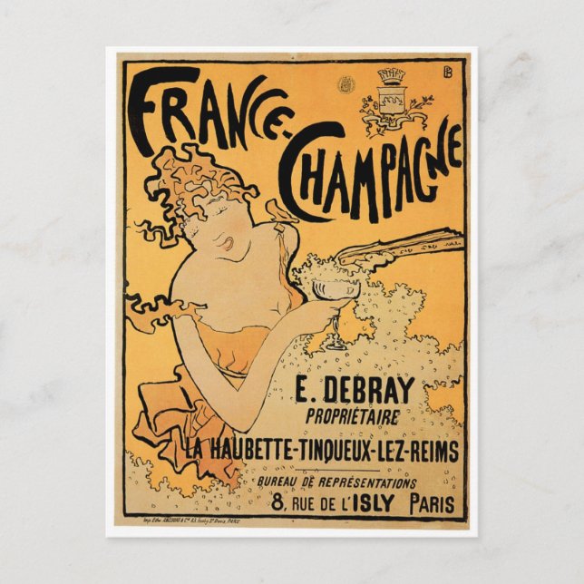 France Champagne Vintage Wine Drink Ad Art Postcard (Front)