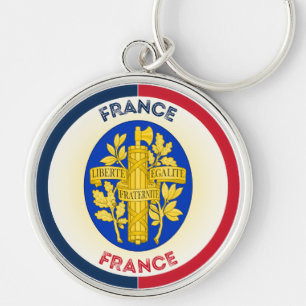 France Coat of Arms Circle Shape Key Ring