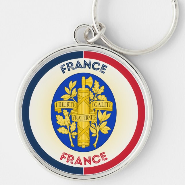 France Coat of Arms Circle Shape Key Ring (Front)
