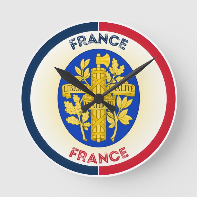 France Coat of Arms Circle Shape Round Clock (Front)