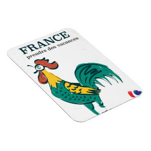 France cockerel vintage travel poster magnet