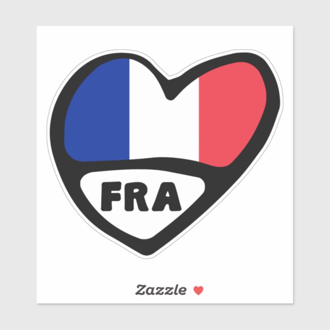 France Country Code Flag Heart, FRA (Sheet)
