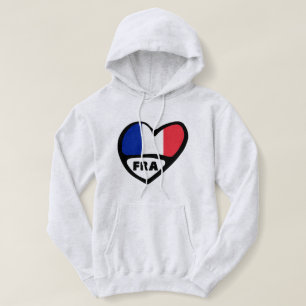 France Country Code Flag Heart, FRA Hoodie