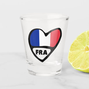 France Country Code Flag Heart, FRA Shot Glass