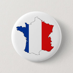 france country map flag label shape 6 cm round badge