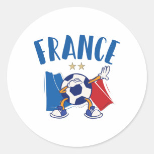 France Dabbing Soccer Ball Flag 2 stars Classic Round Sticker