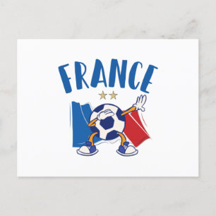 France Dabbing Soccer Ball Flag 2 stars Postcard