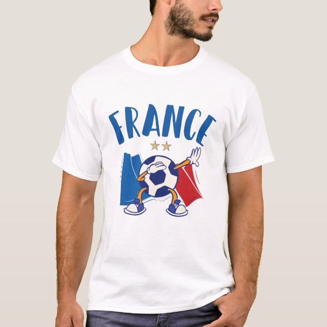 France Dabbing Soccer Ball Flag 2 stars T-Shirt (Front)