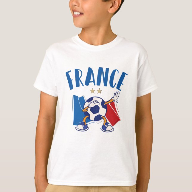 France Dabbing Soccer Ball Flag 2 stars T-Shirt (Front)