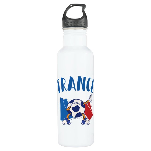 France Dabbing Soccer Ball Flag 710 Ml Water Bottle (Front)
