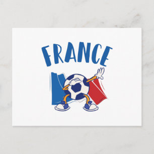 France Dabbing Soccer Ball Flag Postcard
