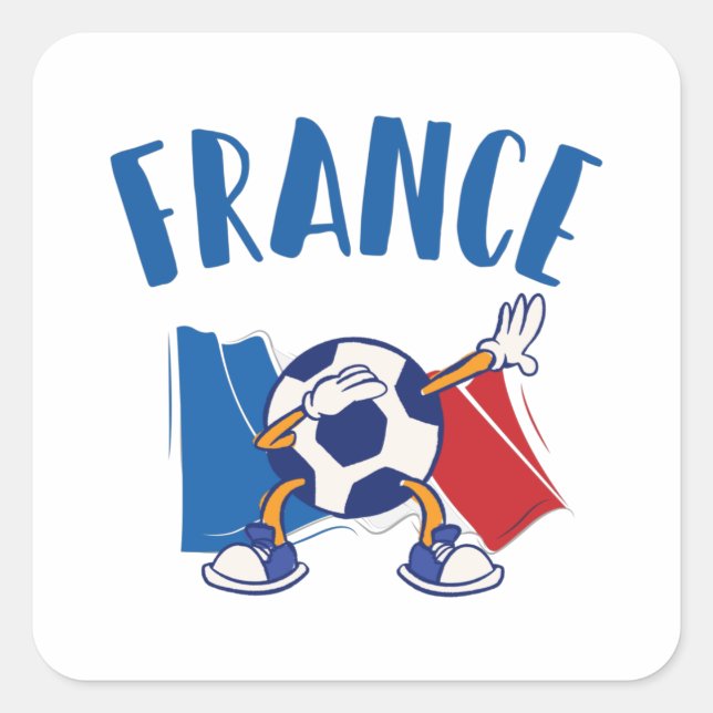 France Dabbing Soccer Ball Flag Square Sticker (Front)