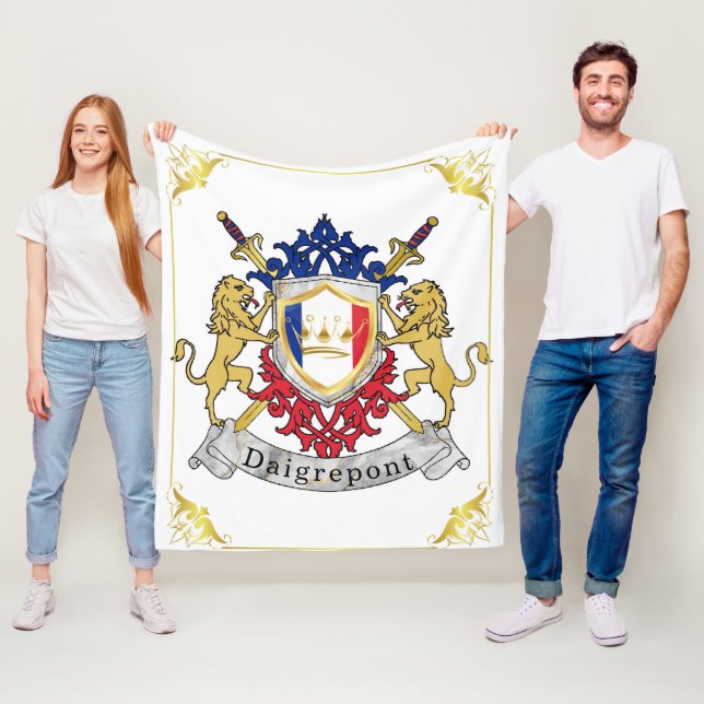 France Daigrepont Coat Of Arms Surname Custom Fleece Blanket (In Situ)