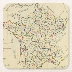 France departments square paper coaster