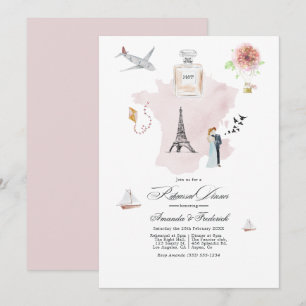 France Destination Wedding Rehearsal Dinner Invitation