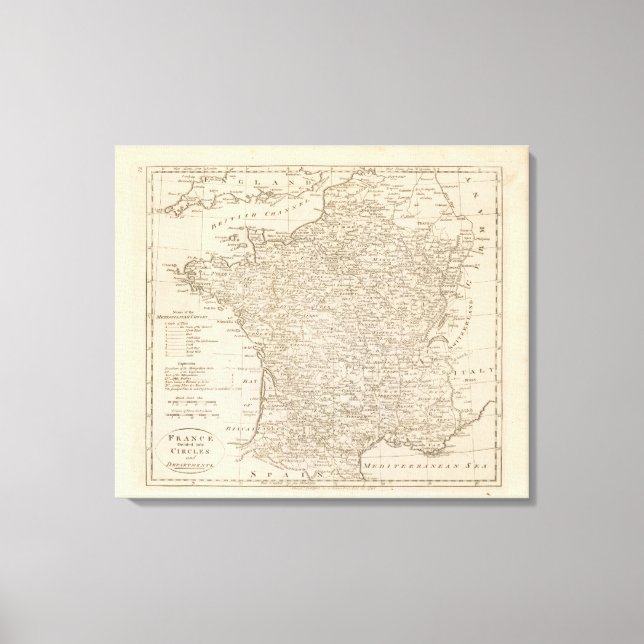 France Divided into Circles and Departments 2 Canvas Print (Front)