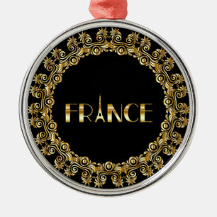 France, Eiffel Tower, Gold Design Metal Tree Decoration