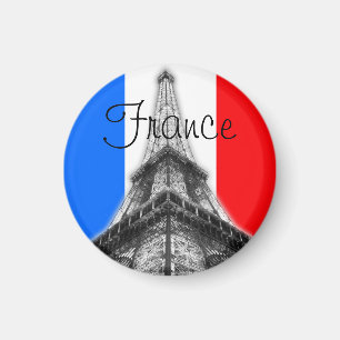 France Eiffel Tower Round Magnet