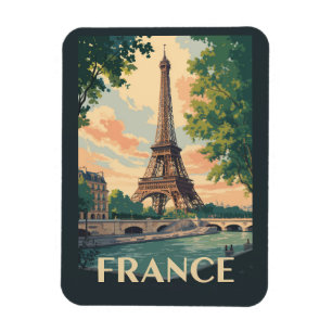 France Eiffel Tower Travel Art Vintage Magnet