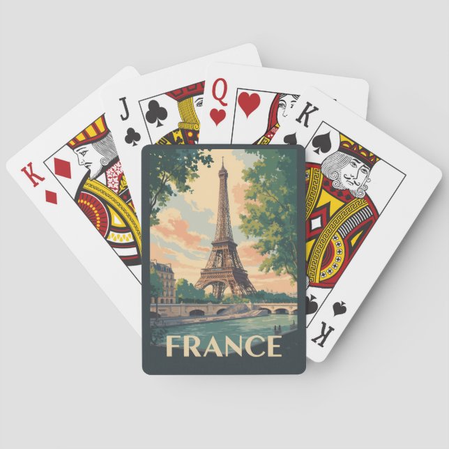 France Eiffel Tower Travel Art Vintage Playing Cards (Back)