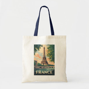 France Eiffel Tower Travel Art Vintage Tote Bag