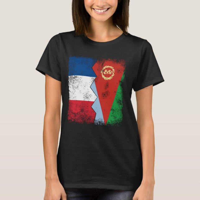 France Eritrea Flags Half Eritrean French Roots Vi T-Shirt (Front)