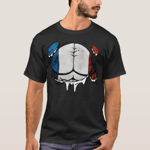 France Flag Body Muscles Funny Ripped T-Shirt