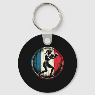 France Flag Boxer - Female Kickboxing _1 Key Ring