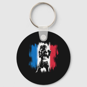 France Flag Boxer - Female Kickboxing Key Ring